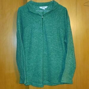 Guide Series Quarter Zip Collared Heather Green Sweatshirt 1X
